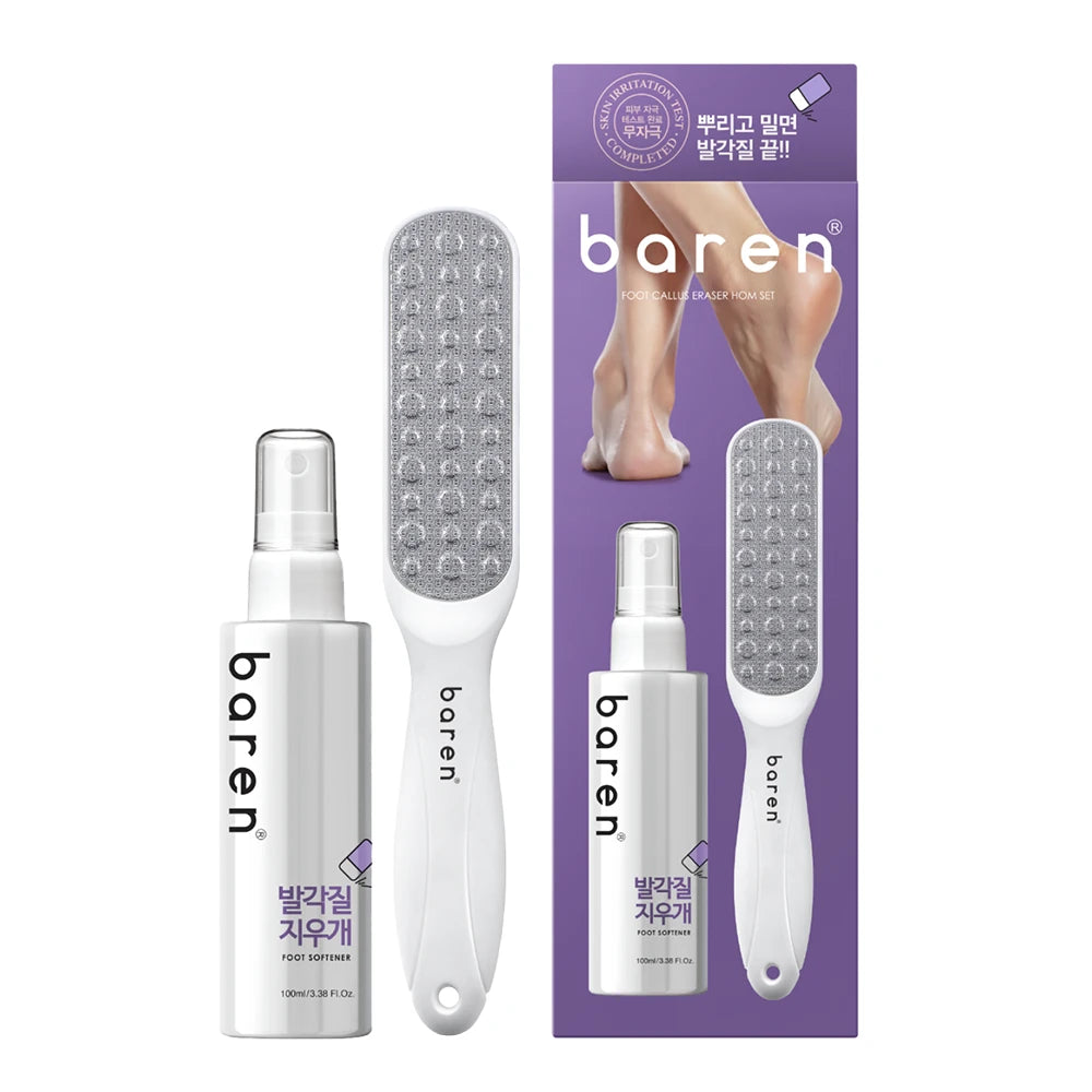 Baren, Callus Remover Kit For Feet, Foot File & Peeling Foot Spray