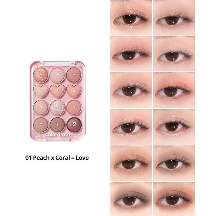 Colorgram, Pin Point Eyeshadow Palette #1 Peach+Coral (9,9g)