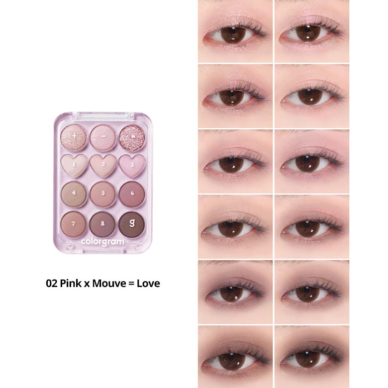 Colorgram, Pin Point Eyeshadow Palette #2 Pink+Mauve (9,9g)