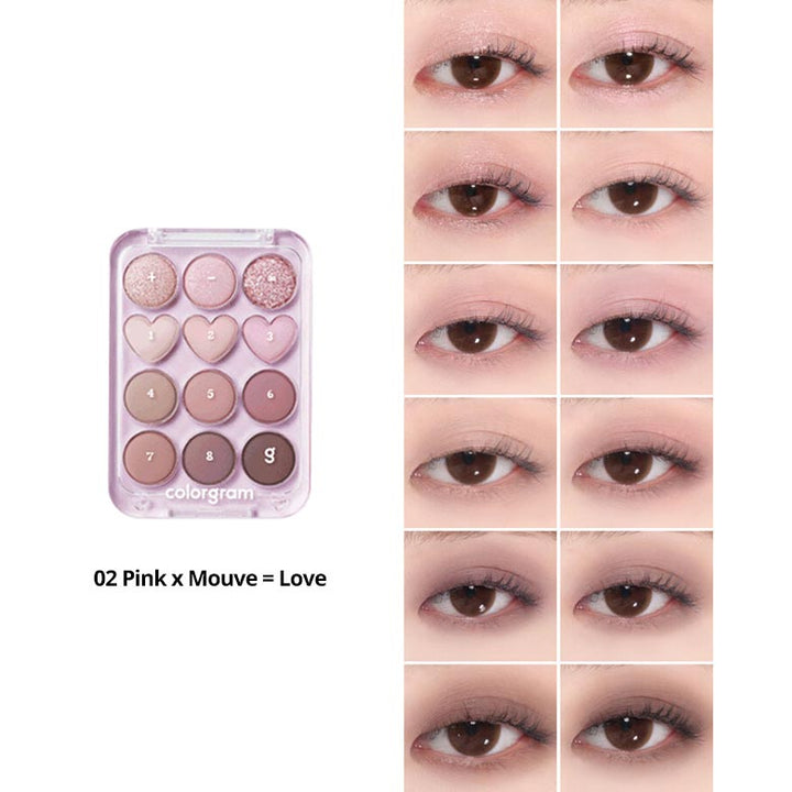 Colorgram, Pin Point Eyeshadow Palette #2 Pink+Mauve (9,9g)