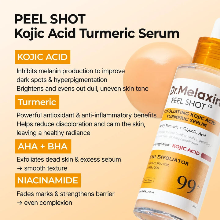 Dr.Melaxin, Peel Shot Exfoliating Kojic Acid Turmeric Serum (80ml)