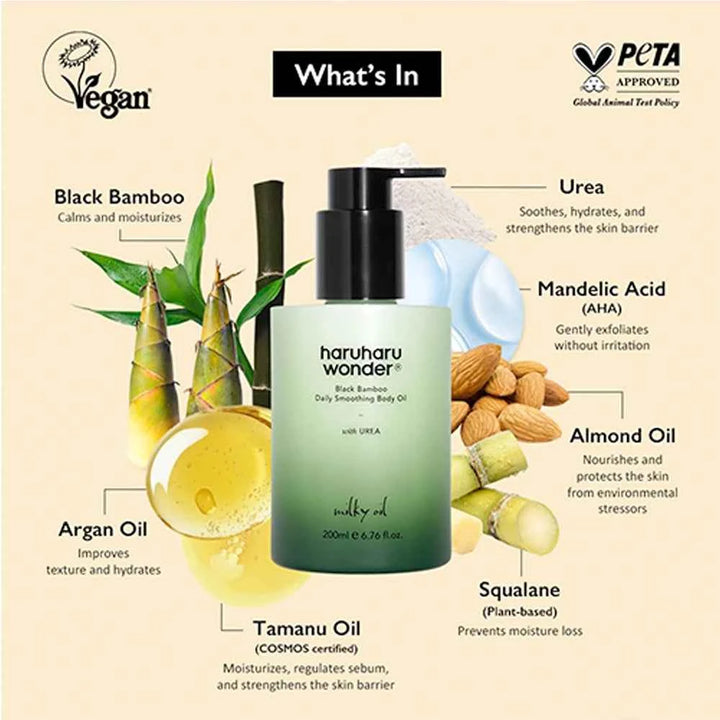 Haruharu Wonder, Black Bamboo Daily Smoothing Body Oil (200ml)