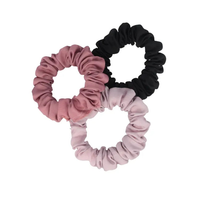 PARSA Beauty, Satin Scrunchie Black, Light Pink, & Pale (3stk)